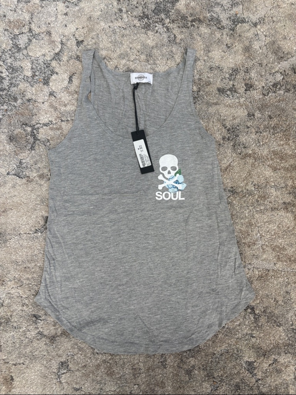 soulcycle Grey Tank Top with Skull Logo